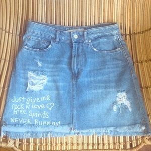 Zara Rock n Love Denim Skirt